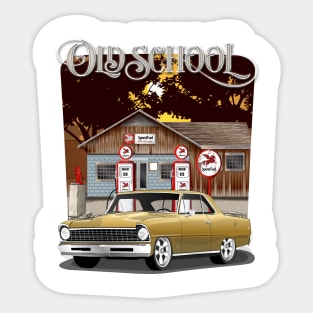 1967 Granada Gold Chevrolet Nova Old School Print Sticker